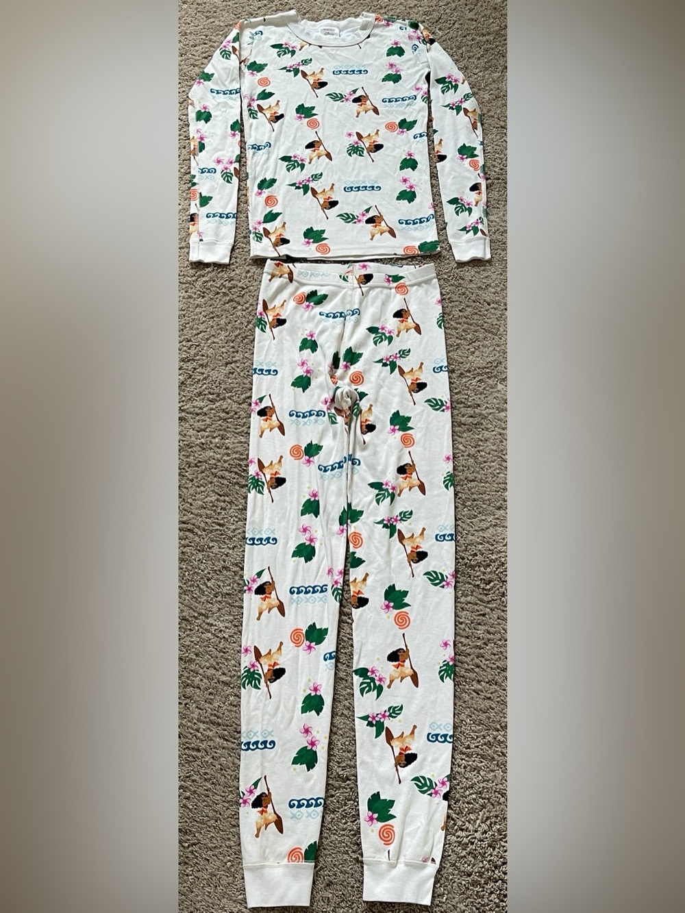 Hanna Andersson x Disney 2 piece long sleeve Moana pajama set, 14